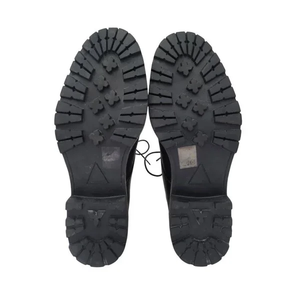 KELSI DAGGER BROOKLYN Black & Gray Checkered Leather Ankle Combat Boots Sz 7.5 - Picture 6 of 10